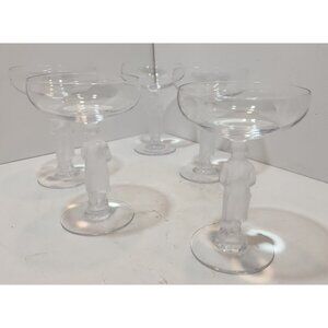 Vtg Bayel Crystal Frosted Napoleon Stem Coupe Champagne Glasses Set of 5